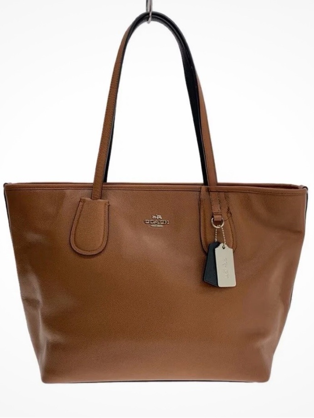Coach Brown Leather Tote with Signature Hangtag